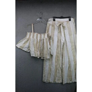 Shoreline 2-Piece Crop Top & Wide Leg Pants w/Tie-Size Medium-New w/Tags-Beachy